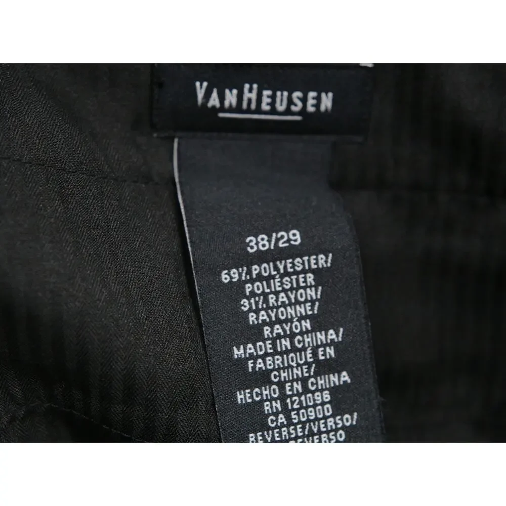 NWT Van Heusen Dress Pants Men 38x29 Gray Pinstripe Flat Front Wrinkle Resistant